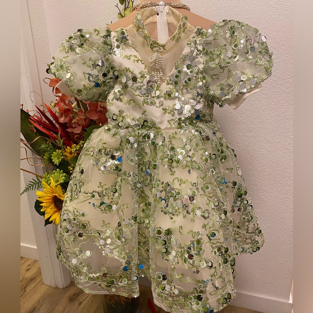 Elegant Green Kids Formal Dress